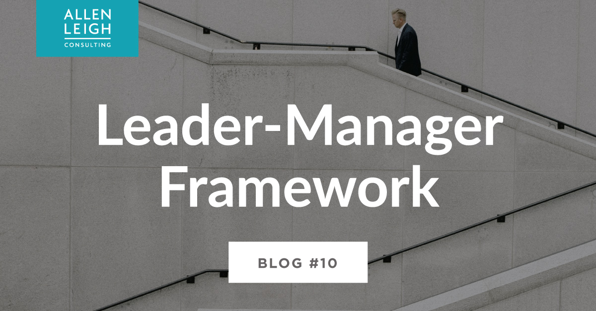 Graphic title for blog #10, 'Leader-Manager Framework'.