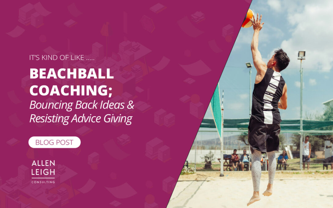 Blog title on a graphic showing someone playing beachball volleyball.